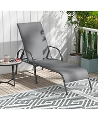 Slickblue Folding Outdoor Lounge Chair with Adjustable Backrest for Patio Relaxing
