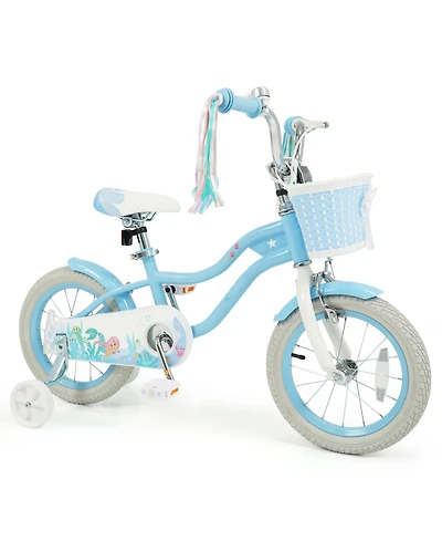 Slickblue Sea Princess 14" Adjustable Kids' Bicycle with Basket, Ages 3+