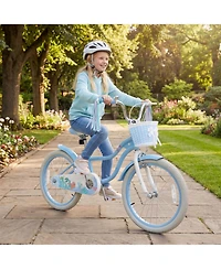 Slickblue Kids Bicycle Adjustable with Basket and Sea Princess Design