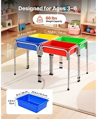 Hongge 4 Station Height-Adjustable Sand and Water Play Table, 4-Piece, Ages 3-6