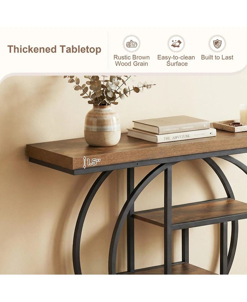 Sugift 4-Tier Console Table 41 in Entryway Table with Storage Shelves