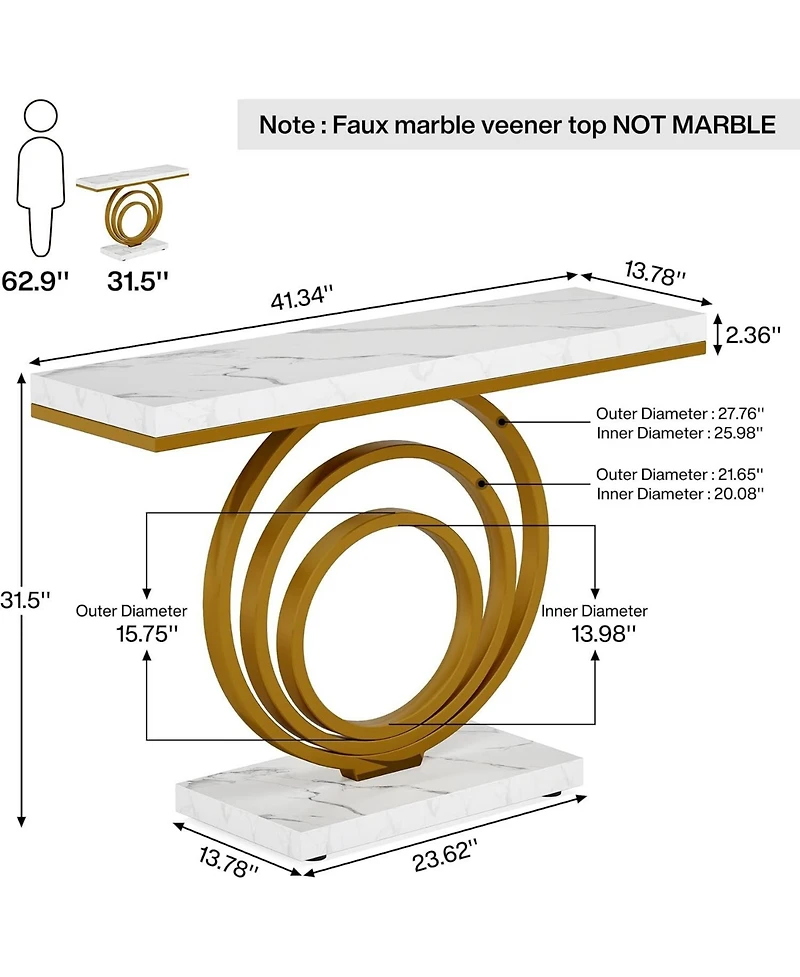 Tribesigns 41" Gold Console Table with Marble Top