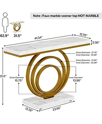 Tribesigns 41" Gold Console Table with Marble Top