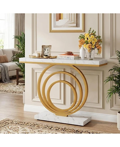 Tribesigns 41" Gold Console Table with Marble Top