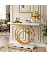 Tribesigns 41" Gold Console Table with Marble Top