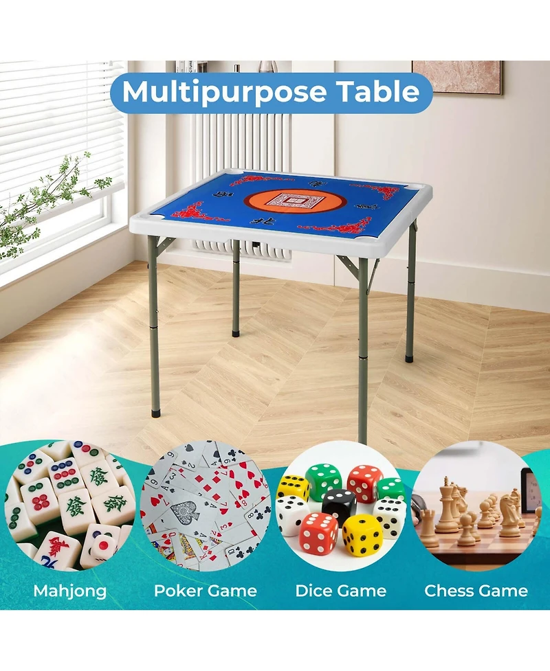 Costway Folding Mahjong Table with Cup Holders and Carrying Handle, Ages 18+