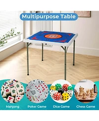 Costway Folding Mahjong Table with Cup Holders and Carrying Handle, Ages 18+