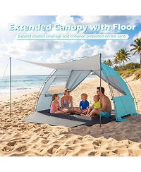 Costway Beach Tent Sun Shelter with Canopy Pop-Up 5-6 Person UPF50+
