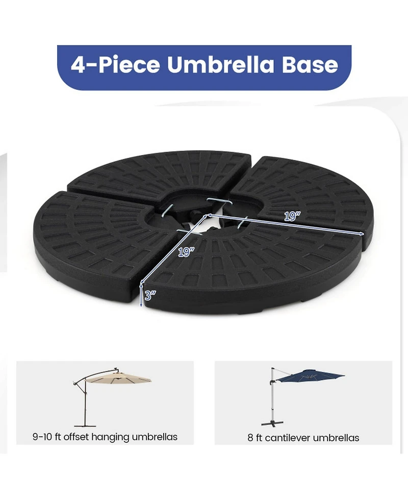 Gouun 4-Piece Fillable Patio Umbrella Base with Locking Pins