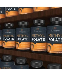 Sunergetic Methyl Folate Supplement with Vitamin B12 and Vitamin B6, 400 mcg Methyl Folate, 60 Capsules