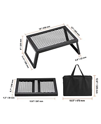 Hongge Folding Campfire Grill Grate 18 in Heavy Duty Steel Mesh with Legs and Carrying Bag for Open Flame Cooking