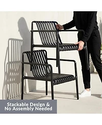 WestinTrends Outdoor Modern Stackable Plastic Patio Club Armchairs (Set of 2)