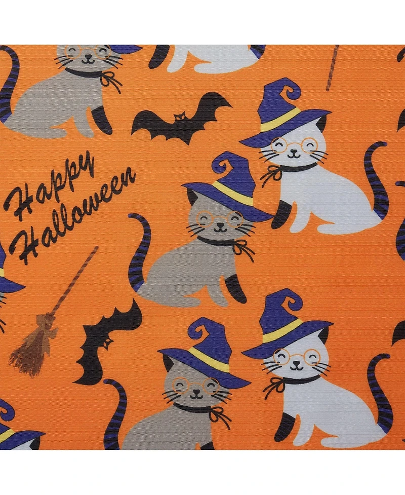 Kate Aurora Halloween Accents Kitty Witches and Broomsticks Festive Orange Fabric Shower Curtain - Standard Size