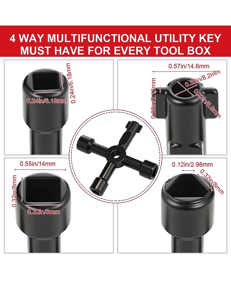 Xdovet Water Meter Key Steel Wrench T-handle 4-way Valve Tool