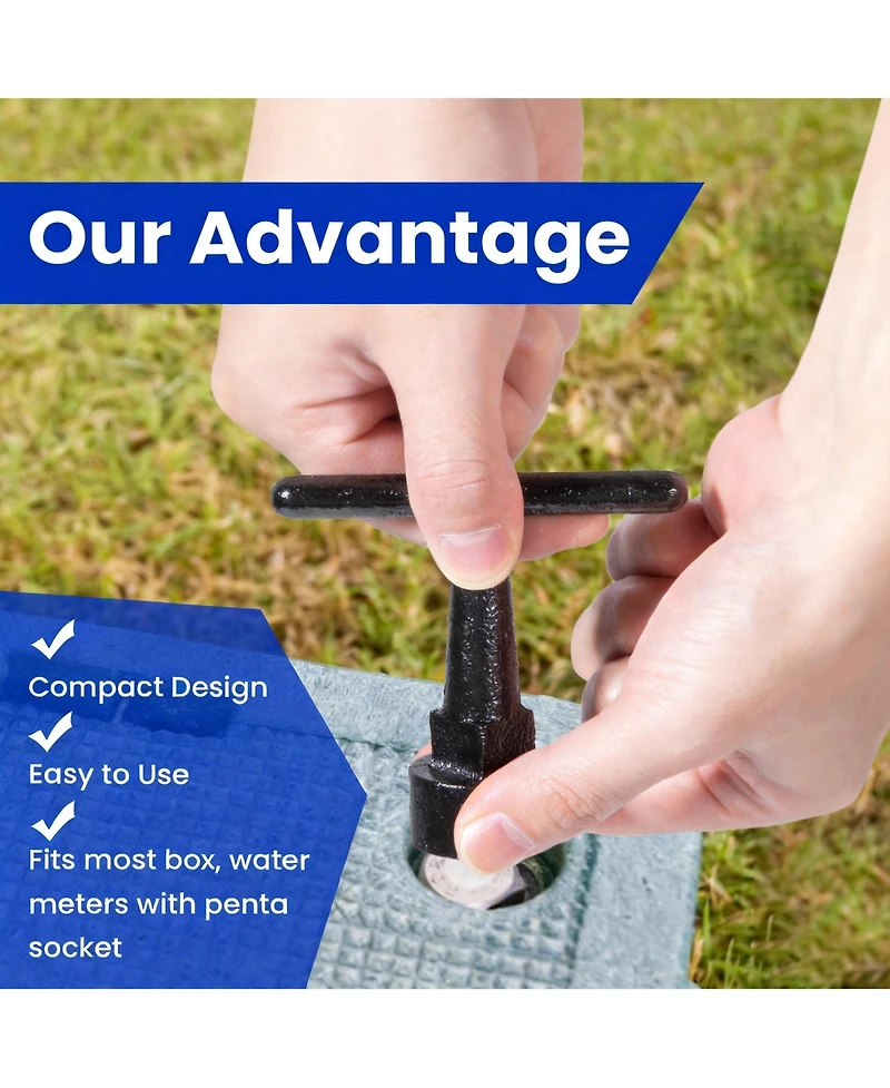 Xdovet Curb Box Wrench Pentagon Water Meter Socket T Handle Valve Tool