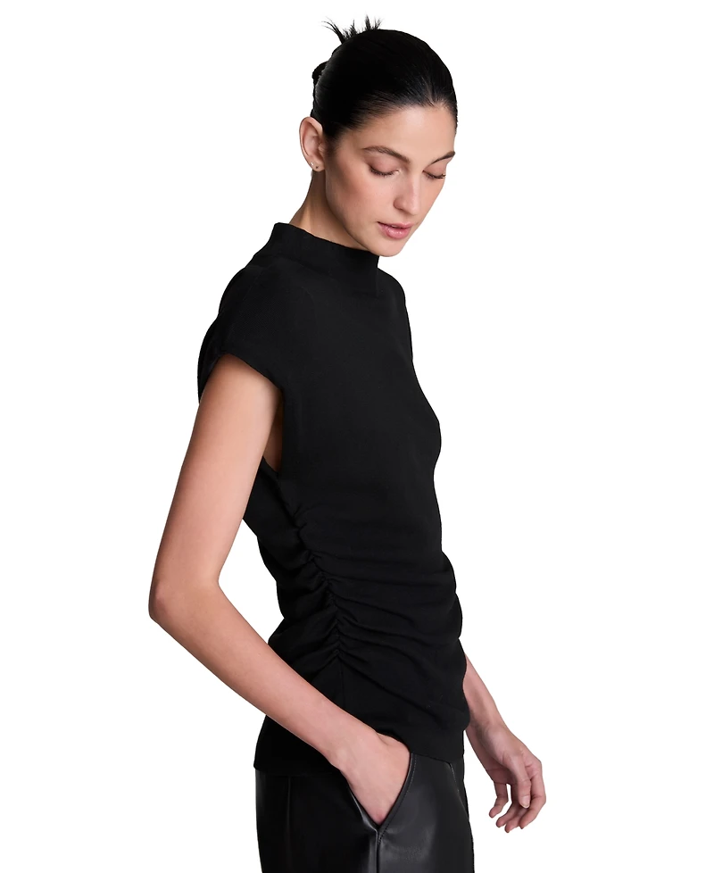 Kenneth Cole Women's Extended Shoulder Keyhole Back Mock Neck Tank Top