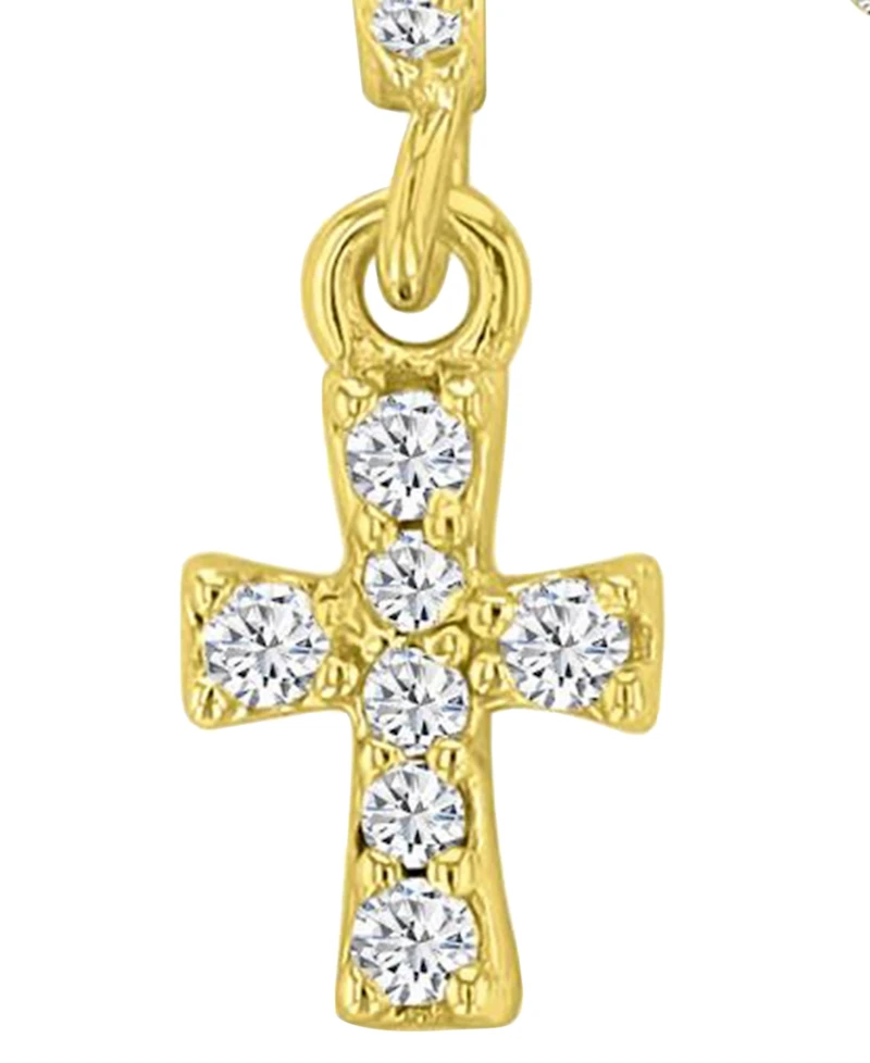 Macy's 14k Gold-Plated Cross Drop Huggie Earrings