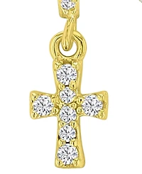 Macy's 14k Gold-Plated Cross Drop Huggie Earrings