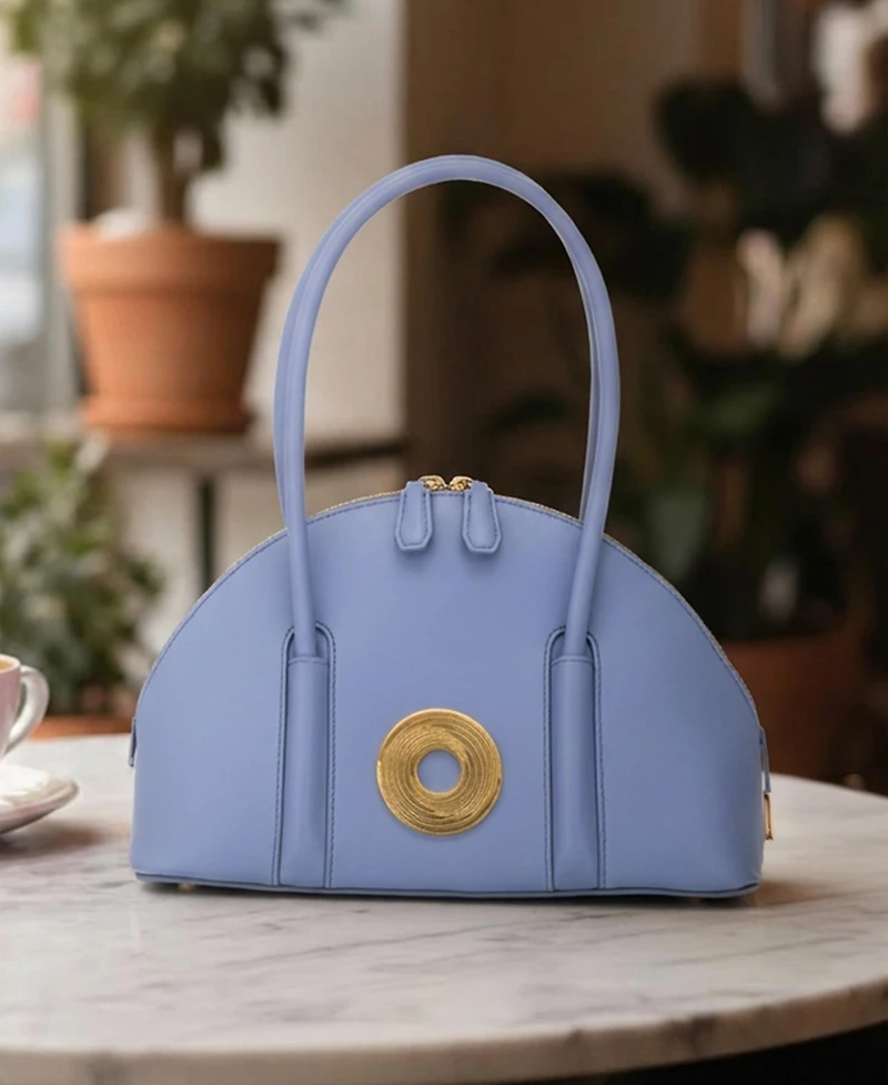 Aranyani Kiko 10 Italian Leather Top-Handle Bag with Gold Monogram
