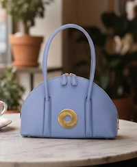 Aranyani Kiko 10 Italian Leather Top-Handle Bag with Gold Monogram