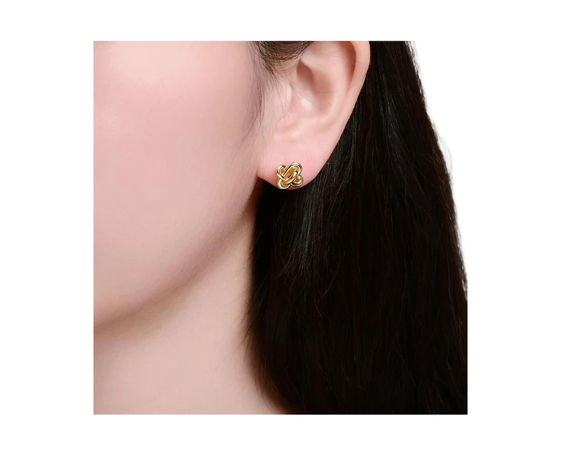 Rachel Glauber Elegant Knot Loop Stud Earrings in 14K Gold Plated