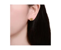 Rachel Glauber Elegant Knot Loop Stud Earrings in 14K Gold Plated