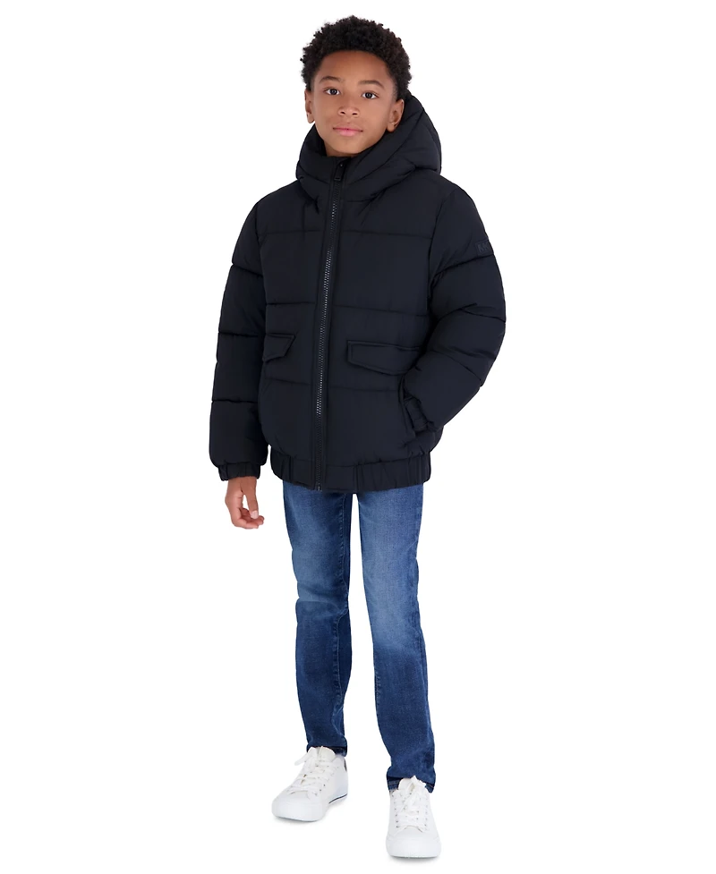 Michael Kors Boys' 8-20 Heavy Weight Ripstop Puffer Hooded Jacket
