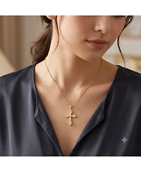Simona Sterling Silver, Pave Cz Cross Necklace
