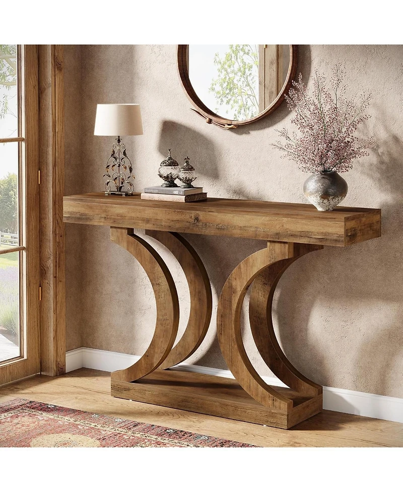 Tribesigns 43.31-Inch Farmhouse Console Table for Entryway, Unique Narrow Sofa Behind The Couch with Curved Legs