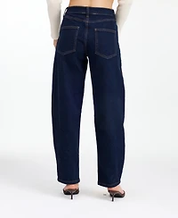 Kittenish Women's Lottie High-Rise Barrel Suede Contrast Cotton-Blend Pants