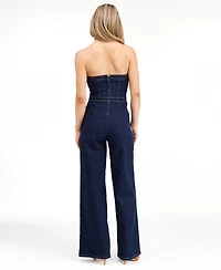 Kittenish Women's Knox Denim High-Waist Wide-Leg Jumpsuit