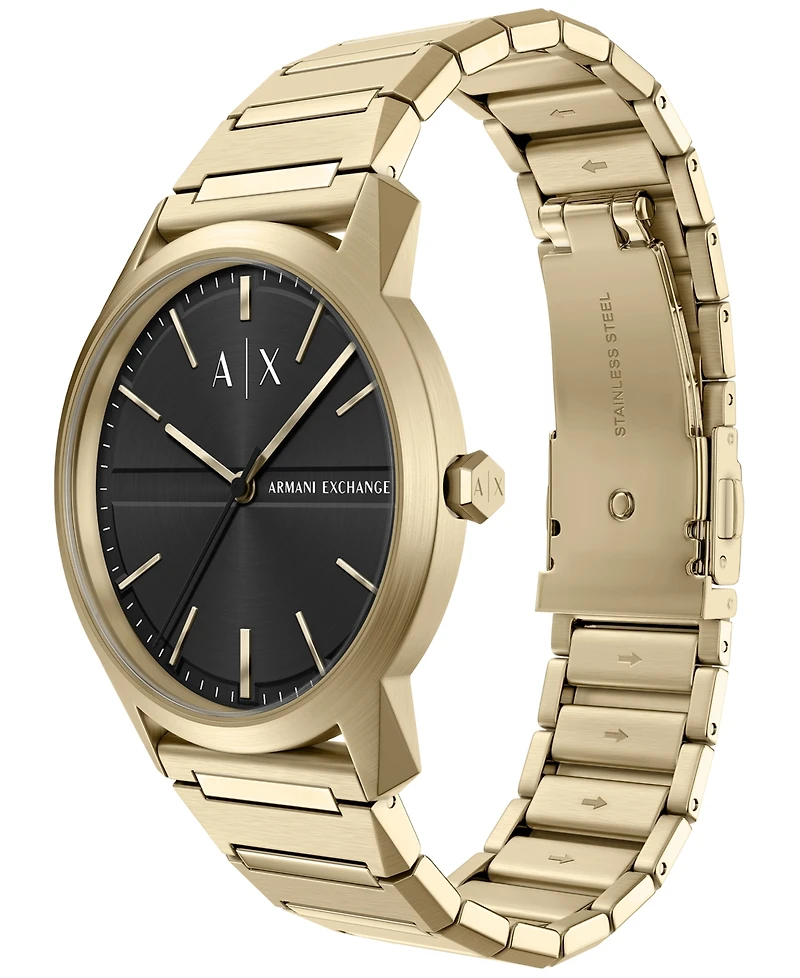 Armani Exchange Men's Quartz Three Hand Gold Stainless Steel Watch 42mm