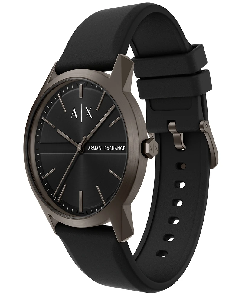 Armani Exchange Men's Quartz Three Hand Black Silicone Watch 42mm