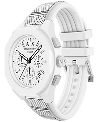 Armani Exchange Men's Sync Quartz Chronograph White Silicone Watch 44mm
