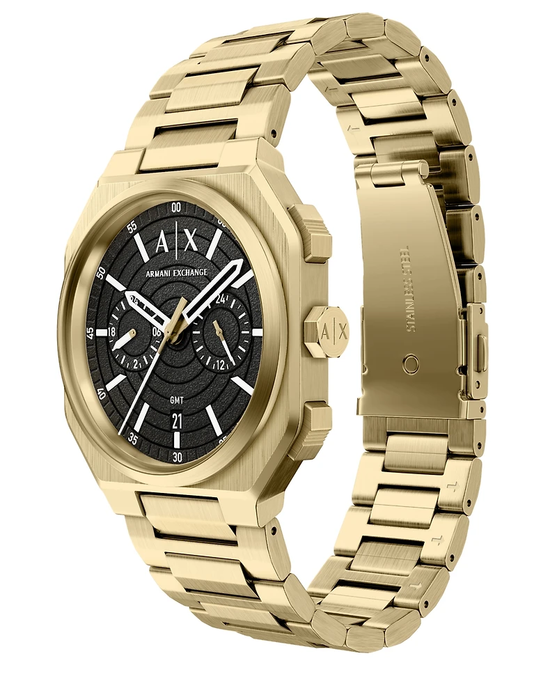 Armani Exchange Men's Quartz Dual Time Gold Stainless Steel Watch 40mm