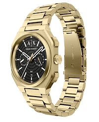 Armani Exchange Men's Quartz Dual Time Gold Stainless Steel Watch 40mm