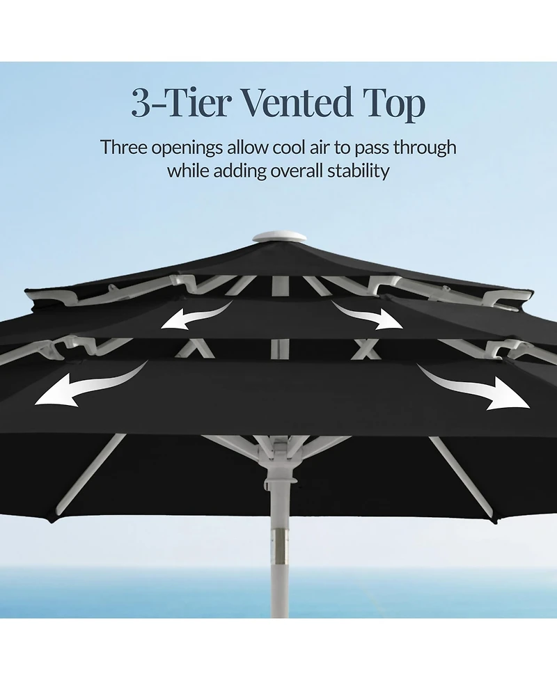 Best Choice Products 10ft 3-Tier Patio Umbrella White Pole, Outdoor Market Steel Pole