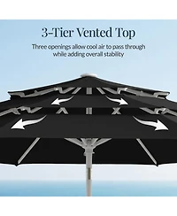 Best Choice Products 10ft 3-Tier Patio Umbrella White Pole, Outdoor Market Steel Pole