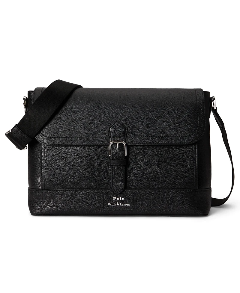 Polo Ralph Lauren Men's Pebbled Leather Messenger Bag