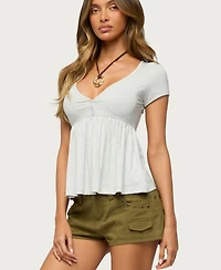 Edikted Women's Chere V-Neck Ruched-Bust Babydoll Top