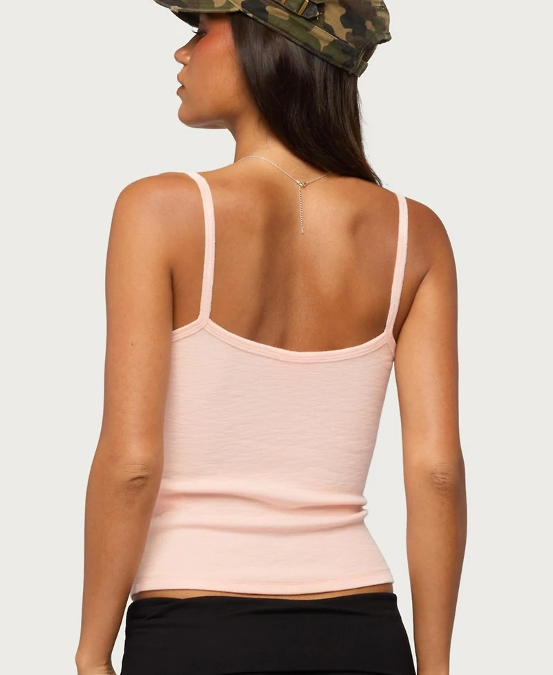 Edikted Womens Channa Henley Tank Top