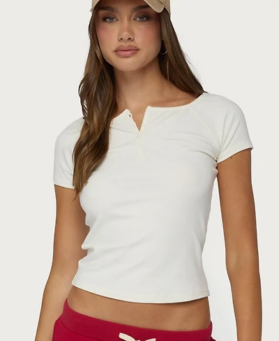 Edikted Women's Renique Short-Sleeve Henley T-Shirt