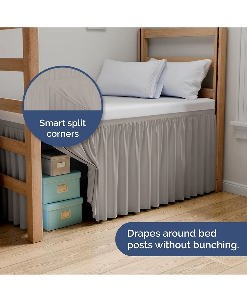 Cgk Unlimited Elastic Wrap Around Dorm Bed Skirt, Easy Fit 32-42" Extra Long Drop