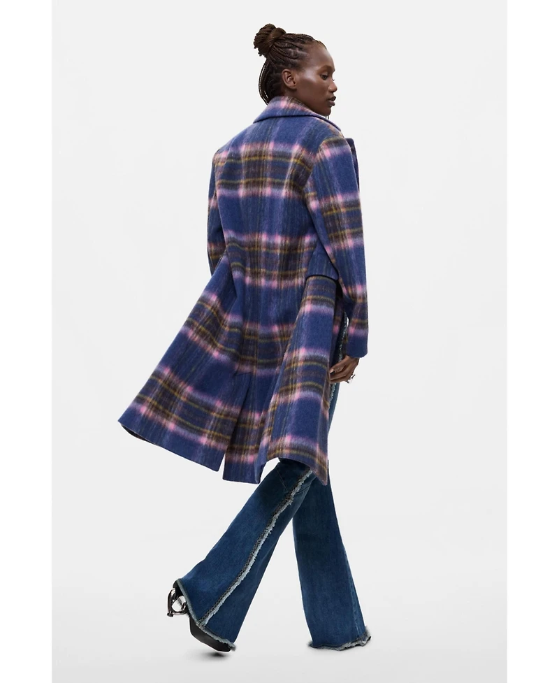 Desigual Women's Long Plaid Wool-Blend Coat