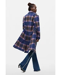 Desigual Women's Long Plaid Wool-Blend Coat