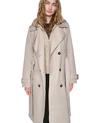 Dkny Women's Quilted Hooded Trench Coat