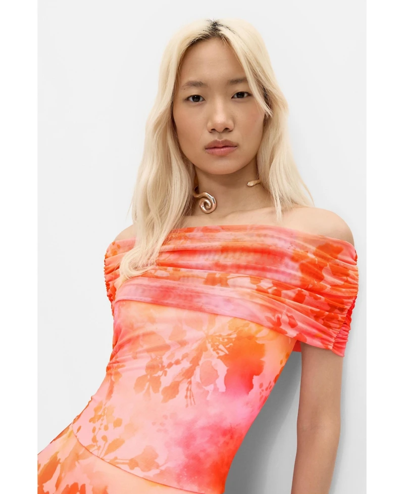 Desigual Women's Floral Long Mesh Dress