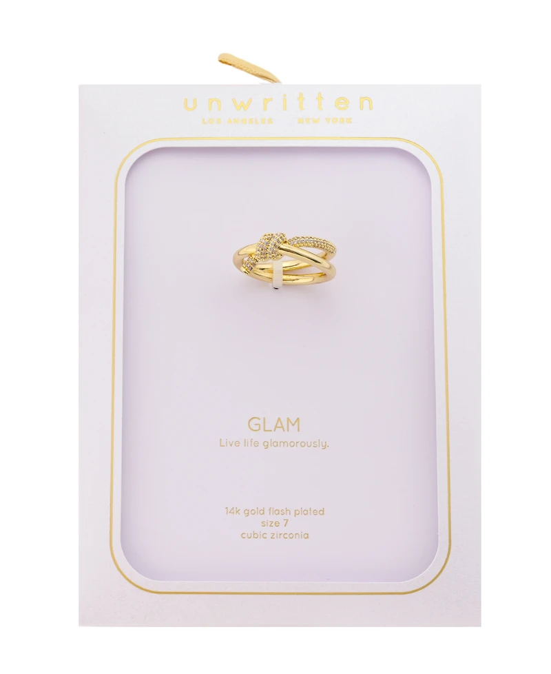 Unwritten Cubic Zirconia Gold-Plated Twist Ring