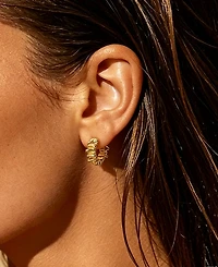 Unwritten Cubic Zirconia Gold-Plated Trio Hoop Earring Set