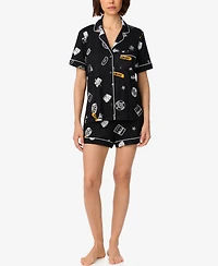 Dkny Women's Short-Sleeve Notch-Collar Top and Shorts Set